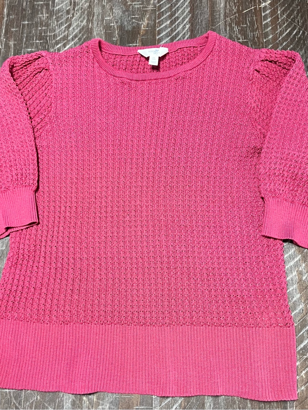 Terra & Sky Hot Pink/Rose Short-Sleeve Sweater Stretch Size 0X (14W)
